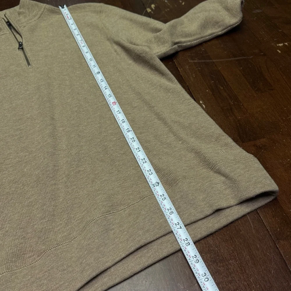 Banana Republic Quarter Zip Pullover Mens M Tan Textured Cotton Blend 1799236